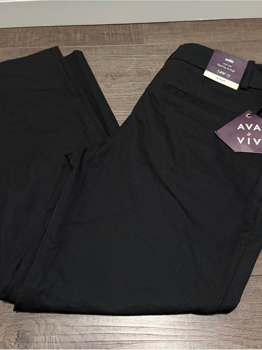 Ava & Viv Size 14W Ankle Mid Rise Fitted Hip & Thigh Cotton Blend, Bi-Stretch